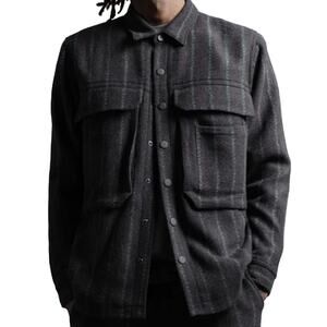 Twenty Montreal NWT Honore Chalk Stripe Woven Shirt Men's XXL Shacket Wool Blend